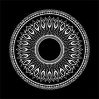 White mandala on black Pattern Stencil Doodles Sketch, Round ornament patterns for Henna, Mehndi, Tattoo vector