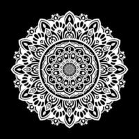 mandala blanco sobre dibujo de garabatos de plantilla de patrón negro, patrones de adorno redondo para henna, mehndi, tatuaje vector