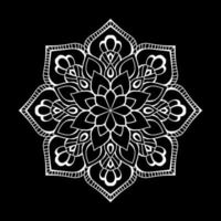 mandala blanco sobre dibujo de garabatos de plantilla de patrón negro, patrones de adorno redondo para henna, mehndi, tatuaje vector