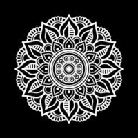 White mandala on black Pattern Stencil Doodles Sketch, Round ornament patterns for Henna, Mehndi, Tattoo vector