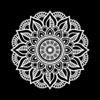 mandala blanco sobre dibujo de garabatos de plantilla de patrón negro, patrones de adorno redondo para henna, mehndi, tatuaje vector