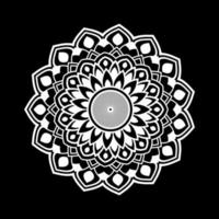 mandala blanco sobre dibujo de garabatos de plantilla de patrón negro, patrones de adorno redondo para henna, mehndi, tatuaje vector