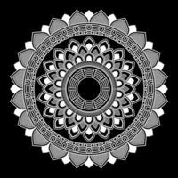 White mandala on black Pattern Stencil Doodles Sketch, Round ornament patterns for Henna, Mehndi, Tattoo vector