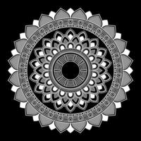 White mandala on black Pattern Stencil Doodles Sketch, Round ornament patterns for Henna, Mehndi, Tattoo vector