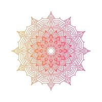 mandala de color degradado sobre fondo blanco aislado, mandala con motivos florales. adornos vector