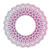 mandala de color degradado sobre fondo blanco aislado, mandala con motivos florales. adornos vector