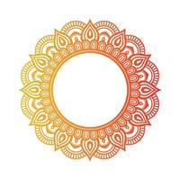 mandala de color degradado sobre fondo blanco aislado, mandala con motivos florales. adornos vector