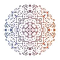 mandala de color degradado sobre fondo blanco aislado, mandala con motivos florales. adornos vector