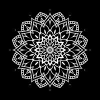 White mandala on black Pattern Stencil Doodles Sketch, Round ornament patterns for Henna, Mehndi, Tattoo vector