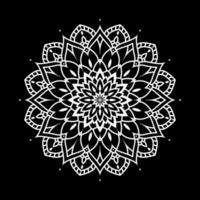 White mandala on black Pattern Stencil Doodles Sketch, Round ornament patterns for Henna, Mehndi, Tattoo vector