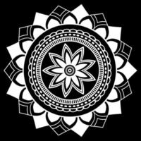 White mandala on black Pattern Stencil Doodles Sketch, Round ornament patterns for Henna, Mehndi, Tattoo vector