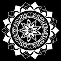 mandala blanco sobre dibujo de garabatos de plantilla de patrón negro, patrones de adorno redondo para henna, mehndi, tatuaje vector