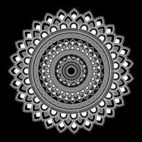 mandala blanco sobre dibujo de garabatos de plantilla de patrón negro, patrones de adorno redondo para henna, mehndi, tatuaje vector