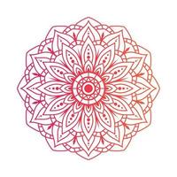 mandala de color degradado sobre fondo blanco aislado, mandala con motivos florales. adornos vector