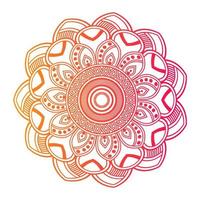 mandala de color degradado sobre fondo blanco aislado, mandala con motivos florales. adornos vector