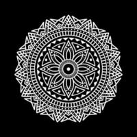 White mandala on black Pattern Stencil Doodles Sketch, Round ornament patterns for Henna, Mehndi, Tattoo vector