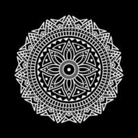 mandala blanco sobre dibujo de garabatos de plantilla de patrón negro, patrones de adorno redondo para henna, mehndi, tatuaje vector