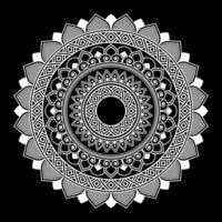 White mandala on black Pattern Stencil Doodles Sketch, Round ornament patterns for Henna, Mehndi, Tattoo vector