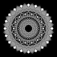 mandala blanco sobre dibujo de garabatos de plantilla de patrón negro, patrones de adorno redondo para henna, mehndi, tatuaje vector