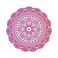 mandala de color degradado sobre fondo blanco aislado, mandala con motivos florales. adornos vector