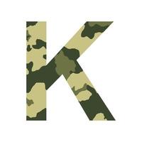 English alphabet letter K, khaki style isolated on white background - Vector