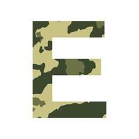 English alphabet letter E, khaki style isolated on white background - Vector