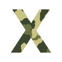 English alphabet letter X, khaki style isolated on white background - Vector