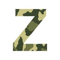 English alphabet letter Z, khaki style isolated on white background - Vector