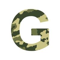 English alphabet letter G, khaki style isolated on white background - Vector