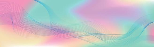 Panoramic colorful abstract stylish multi background with wavy lines - Vector