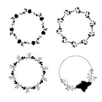 Collection of decorative frames with flowers silhouette style vector