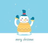 Merry Christmas with snowman. Vector, postcard vector