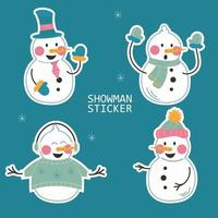 Set of stickers character snowman. Vector illustration