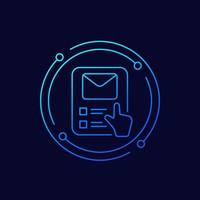 icono de correo y gesto táctil, diseño lineal vector