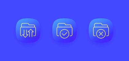 cargar archivos en carpetas o iconos de línea de copia de seguridad para web vector
