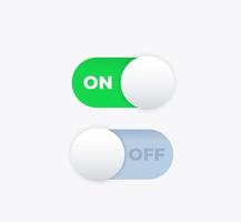 Toggle switch buttons, on and off vector