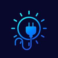 electric plug and sun icon, solar energy vector