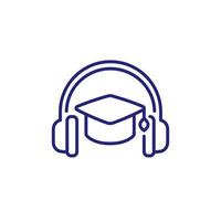 Audio course icon, line vector