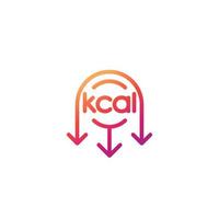 kcal reducing, cut calories line icon vector