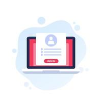 delete profile, erase account vector icon with a laptop