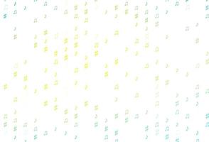plantilla de vector azul claro, amarillo con símbolos musicales.