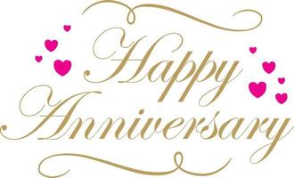 Happy Anniversary text Lovely Hand lettering with love and couple element vector illustration