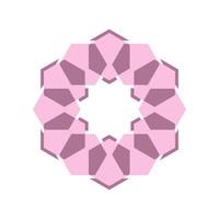 Round emblem flower in a circle n linear style Vector abstract badge for design of natural products