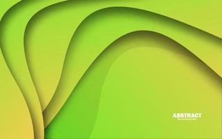 Papercut wave abstract shape green color background vector