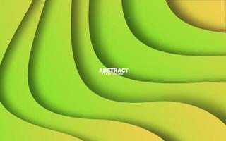 Papercut wave abstract shape green color background vector