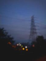 Defocused blurred abstract background of traffic jam at night in east Jakarta. photo