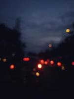 Defocused blurred abstract background of traffic jam at night in east Jakarta. photo