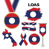 Elements Collection With The Flag of Loas Design Template vector