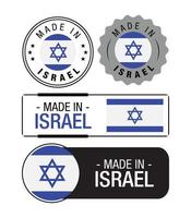 Set of Made in Israel labels, logo, Israel flag, Israel Product Emblem