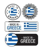 conjunto de etiquetas hechas en Grecia, logotipo, bandera de Grecia, emblema del producto de Grecia vector